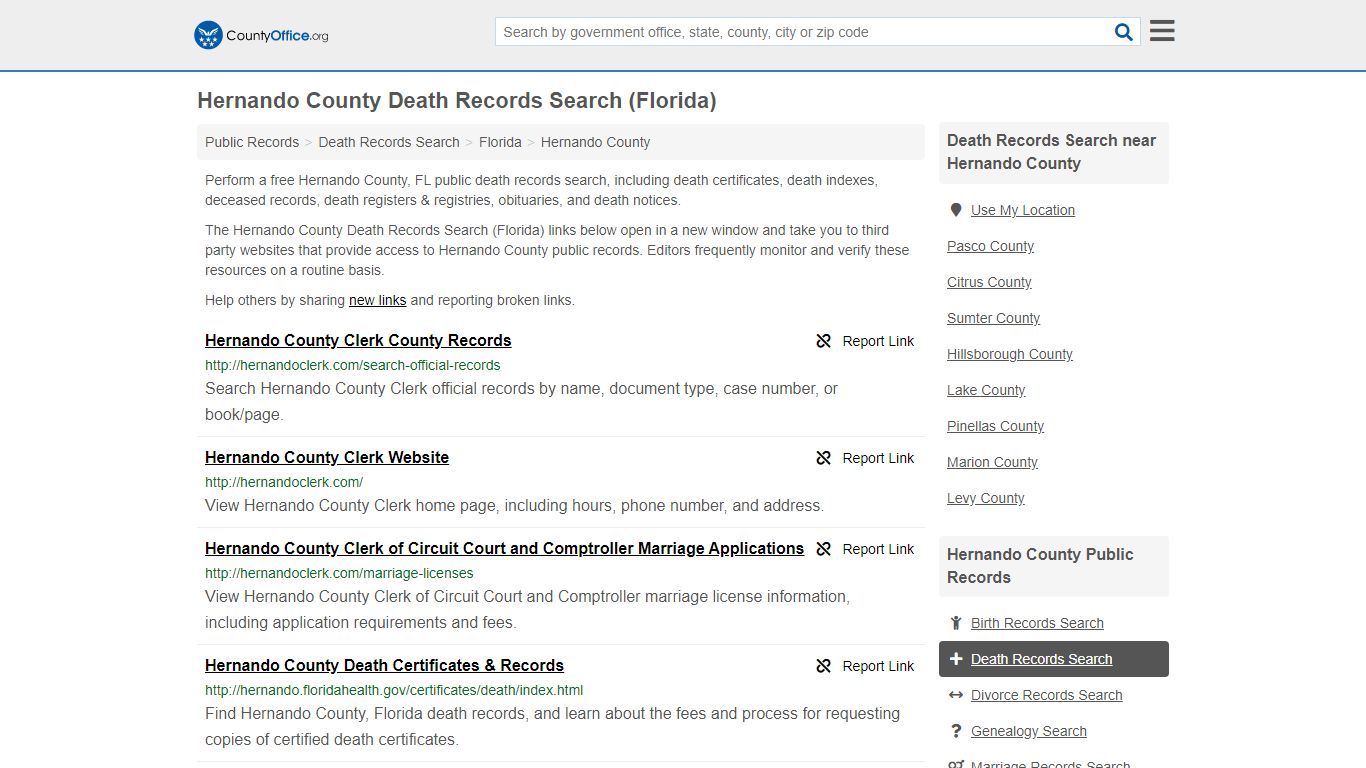 Death Records Search - Hernando County, FL (Death ...