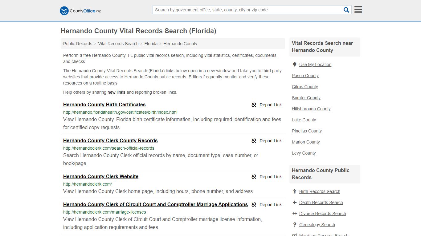 Vital Records Search - Hernando County, FL (Birth, Death ...