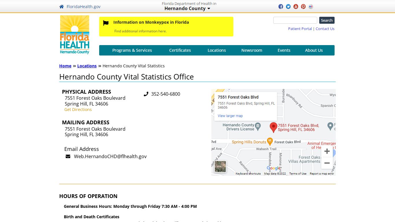 Hernando County Vital Statistics | Florida Department of ...